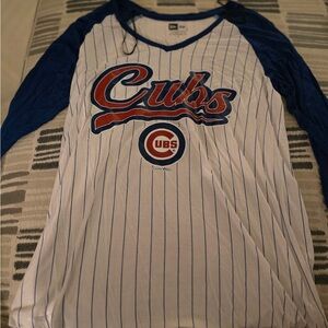 Chicago Cubs Blue and White Pinstripe 3/4 Top